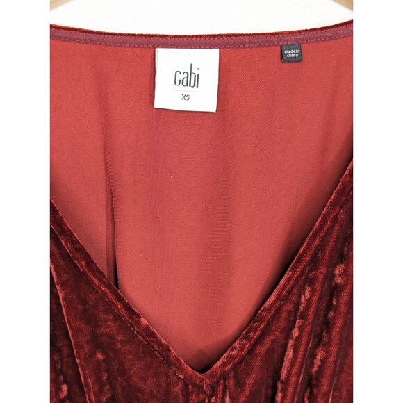 Cabi Crushed Velvet Burgundy Grace Tribute Dress Sz XS Empire Waist Whimsygoth - Picture 6 of 9